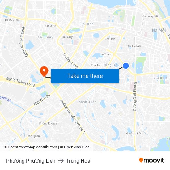 Phường Phương Liên to Trung Hoà map