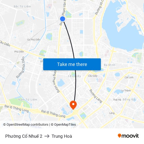 Phường Cổ Nhuế 2 to Trung Hoà map