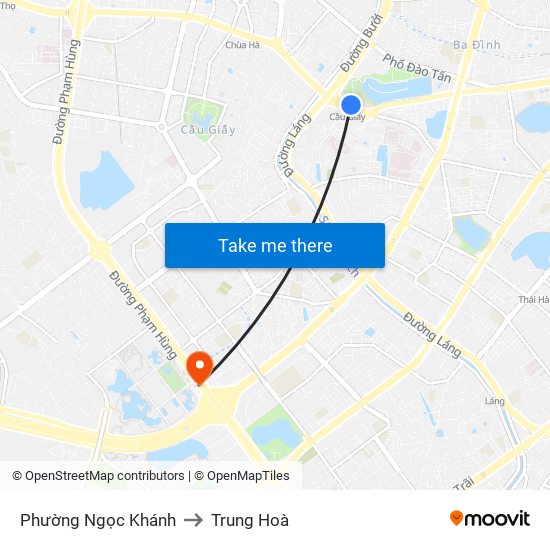 Phường Ngọc Khánh to Trung Hoà map