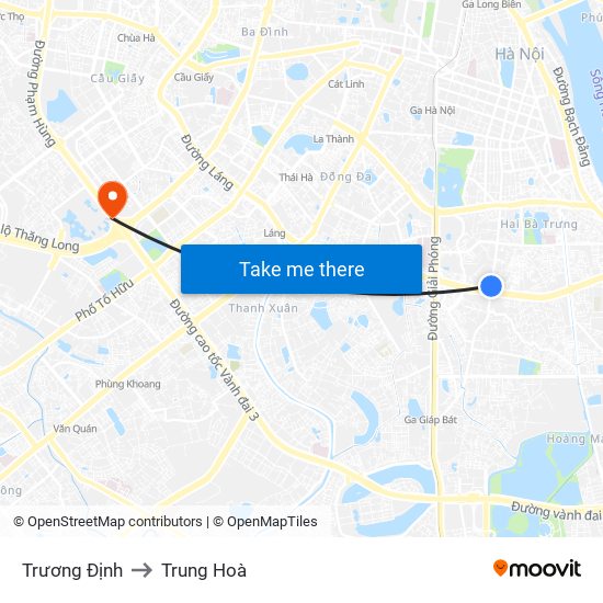 Trương Định to Trung Hoà map