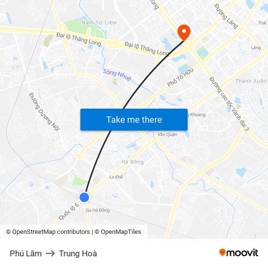 Phú Lãm to Trung Hoà map