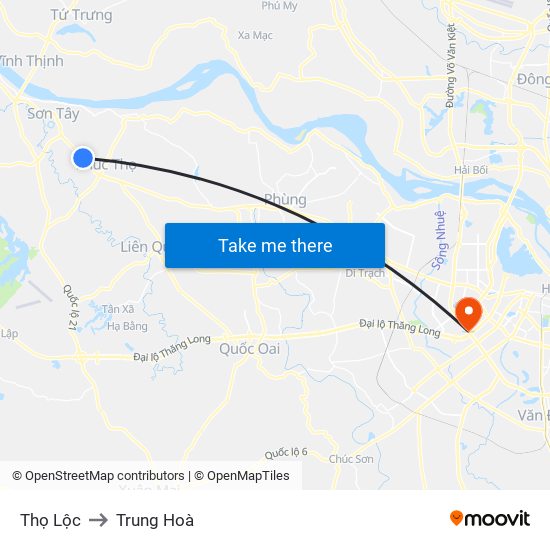 Thọ Lộc to Trung Hoà map