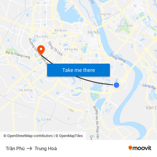 Trần Phú to Trung Hoà map