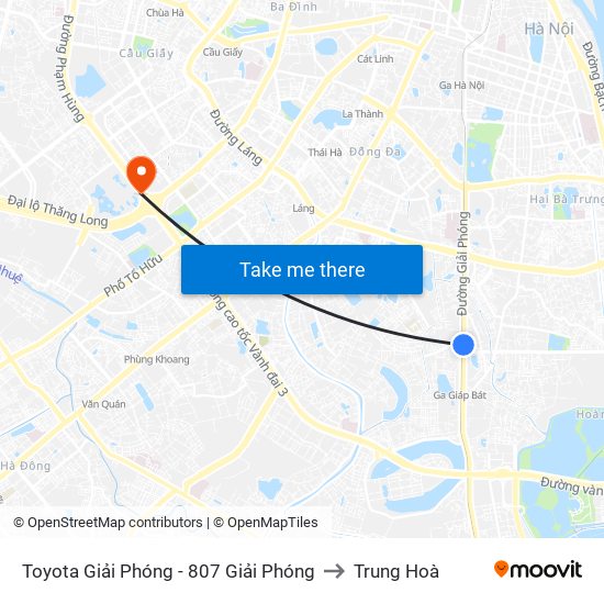 Toyota Giải Phóng - 807 Giải Phóng to Trung Hoà map