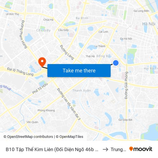 B10 Tập Thể Kim Liên (Đối Diện Ngõ 46b Phạm Ngọc Thạch) to Trung Hoà map