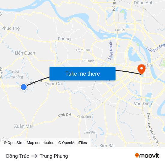 Đồng Trúc to Trung Phụng map