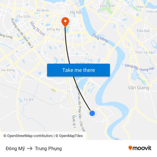 Đông Mỹ to Trung Phụng map