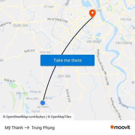 Mỹ Thành to Trung Phụng map