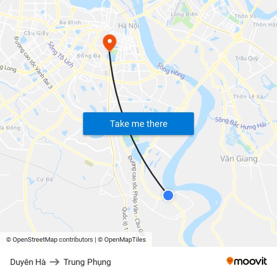 Duyên Hà to Trung Phụng map