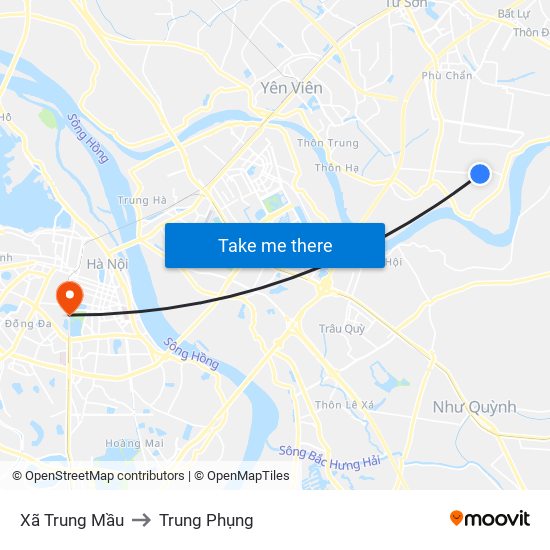 Xã Trung Mầu to Trung Phụng map