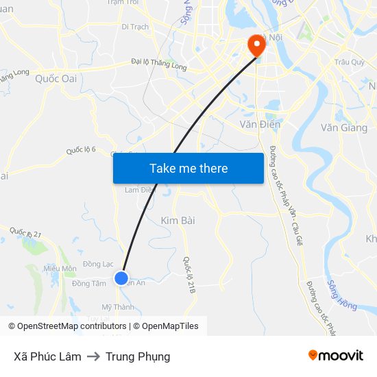 Xã Phúc Lâm to Trung Phụng map