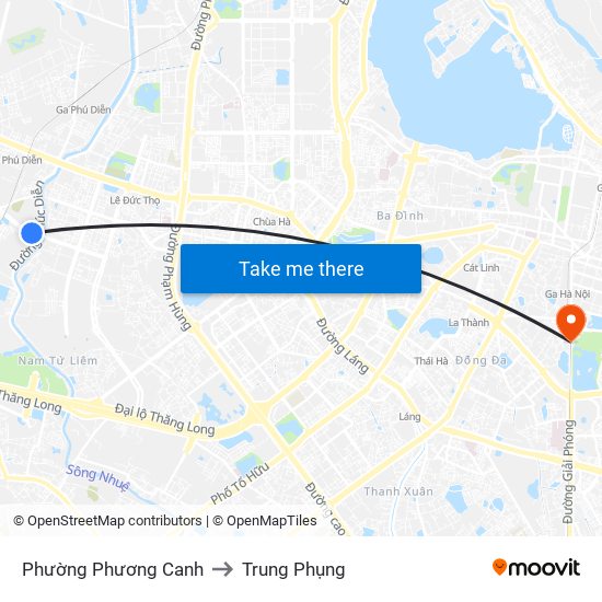 Phường Phương Canh to Trung Phụng map