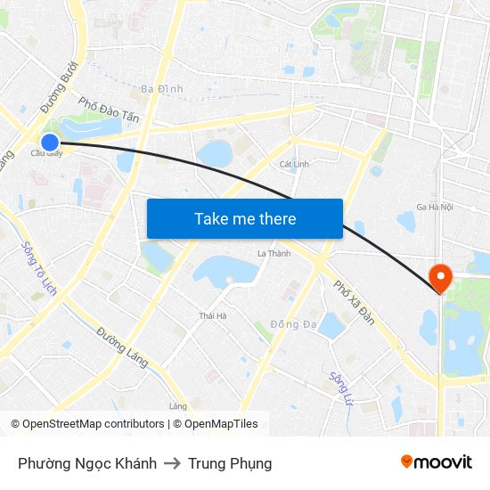 Phường Ngọc Khánh to Trung Phụng map