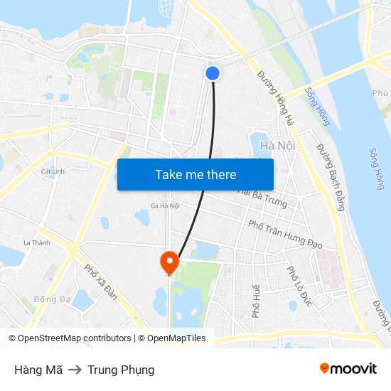 Hàng Mã to Trung Phụng map