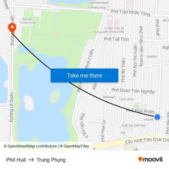 Phố Huế to Trung Phụng map