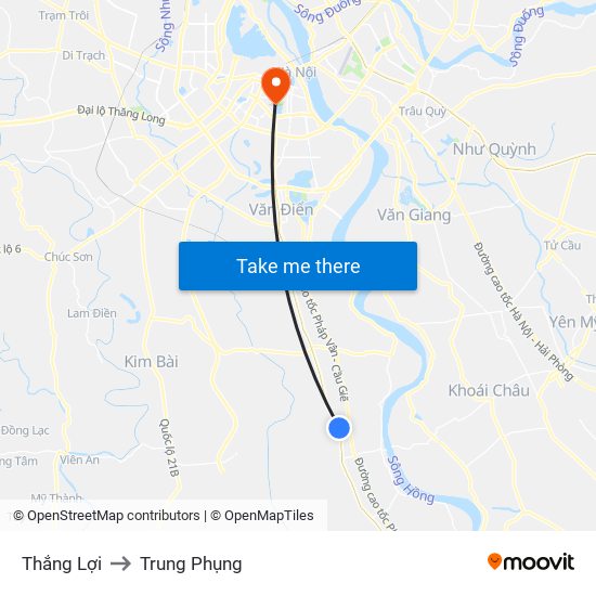 Thắng Lợi to Trung Phụng map