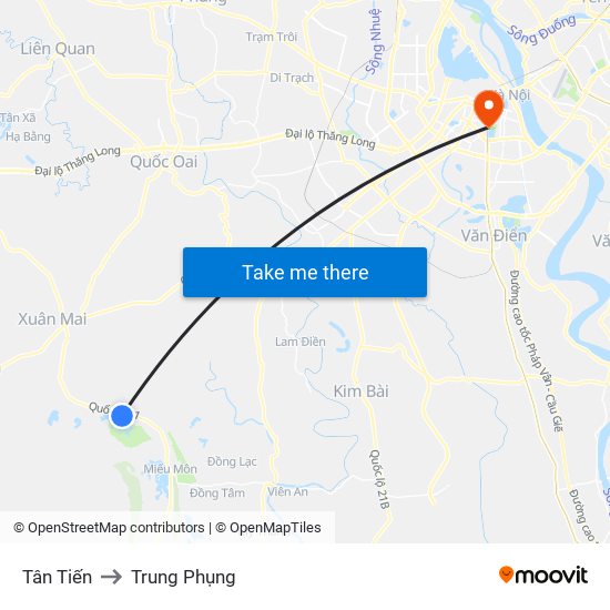 Tân Tiến to Trung Phụng map