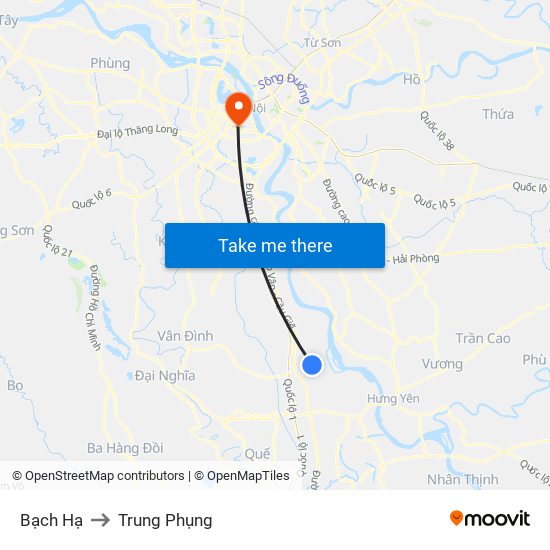 Bạch Hạ to Trung Phụng map