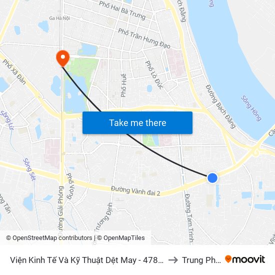 Viện Kinh Tế Và Kỹ Thuật Dệt May - 478 Minh Khai to Trung Phụng map