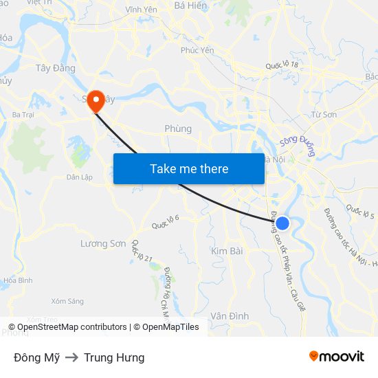 Đông Mỹ to Trung Hưng map