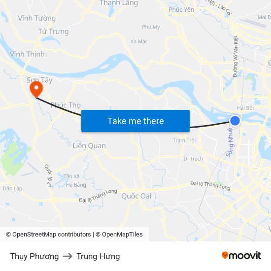 Thụy Phương to Trung Hưng map