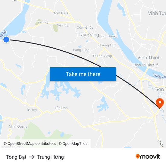 Tòng Bạt to Trung Hưng map