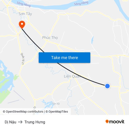 Dị Nậu to Trung Hưng map