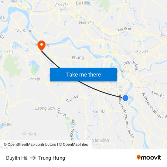 Duyên Hà to Trung Hưng map