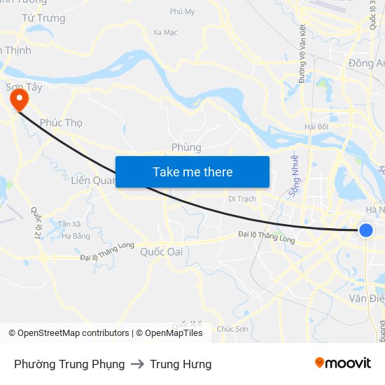 Phường Trung Phụng to Trung Hưng map