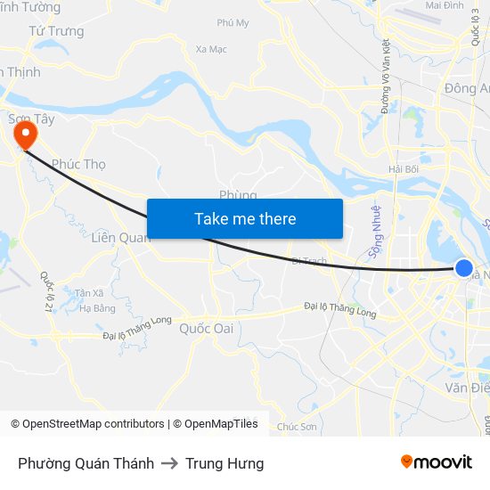 Phường Quán Thánh to Trung Hưng map