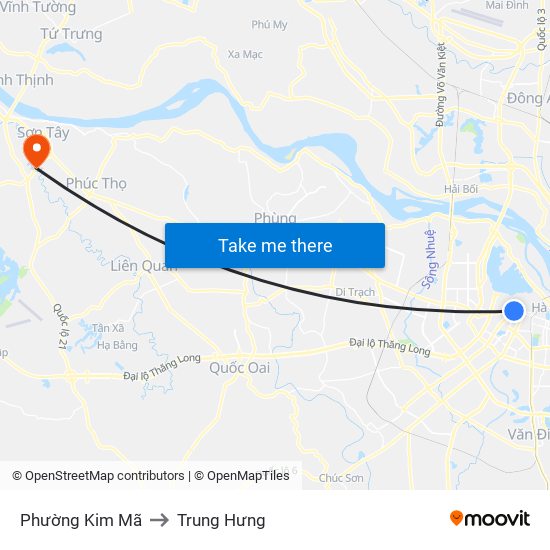 Phường Kim Mã to Trung Hưng map