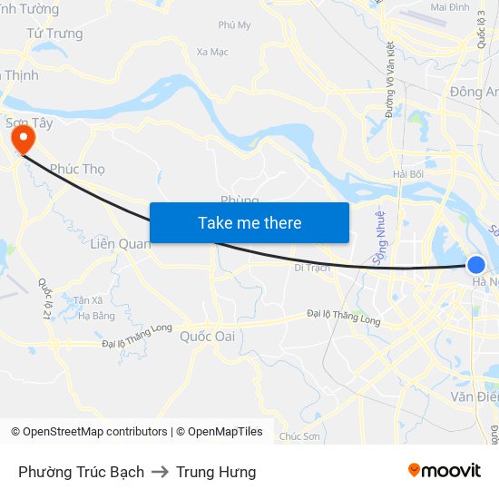 Phường Trúc Bạch to Trung Hưng map