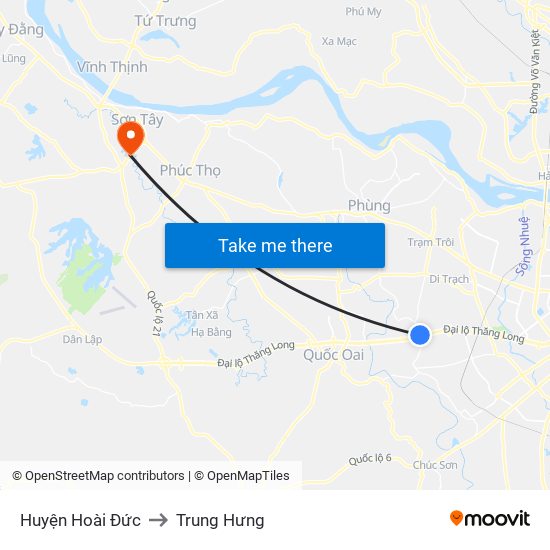 Huyện Hoài Đức to Trung Hưng map