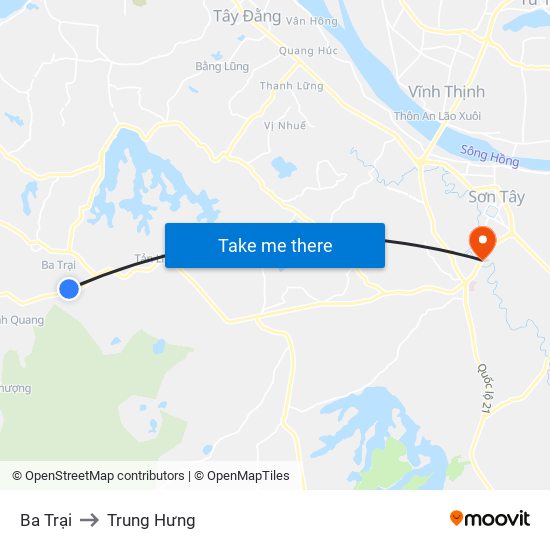 Ba Trại to Trung Hưng map