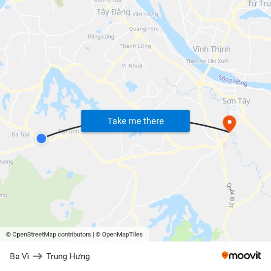 Ba Vì to Trung Hưng map