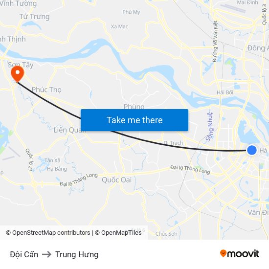 Đội Cấn to Trung Hưng map