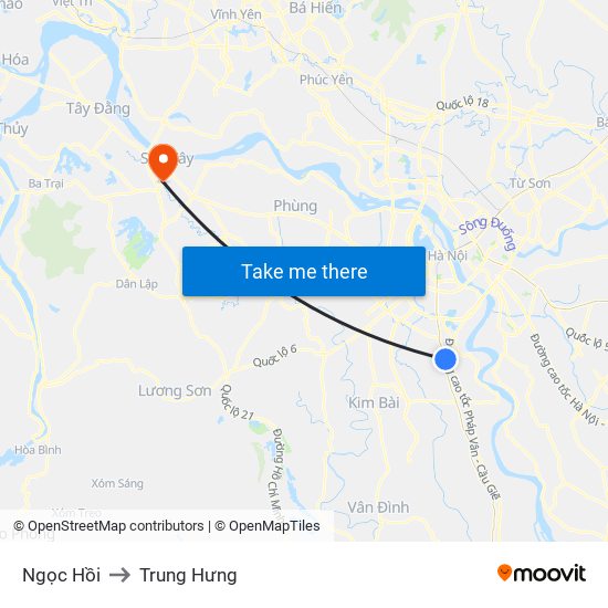 Ngọc Hồi to Trung Hưng map