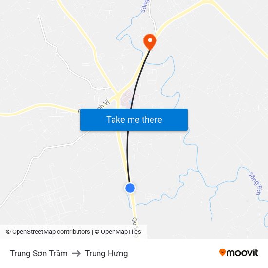 Trung Sơn Trầm to Trung Hưng map