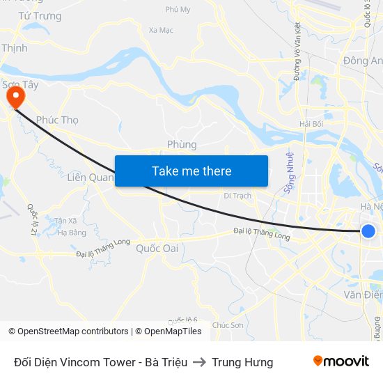 Đối Diện Vincom Tower - Bà Triệu to Trung Hưng map