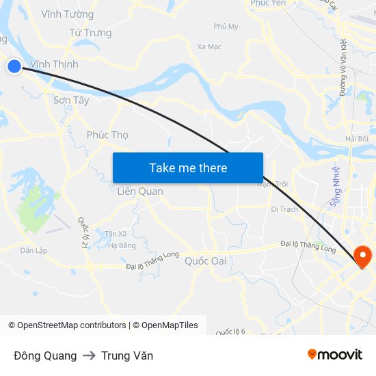 Đông Quang to Trung Văn map