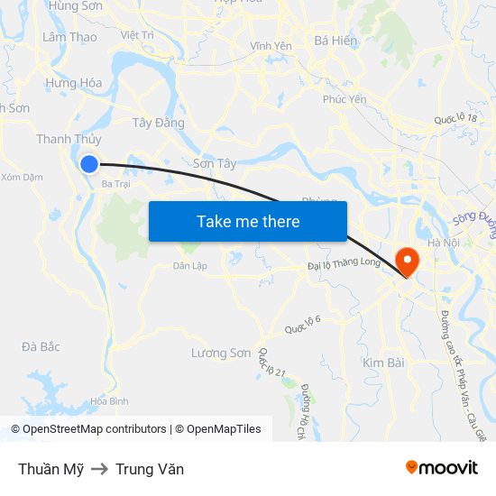 Thuần Mỹ to Trung Văn map