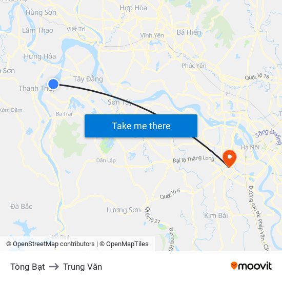 Tòng Bạt to Trung Văn map