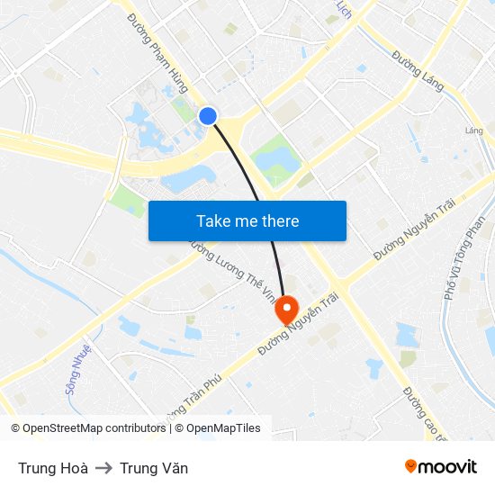 Trung Hoà to Trung Văn map