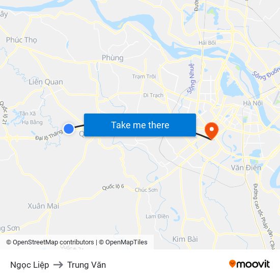 Ngọc Liệp to Trung Văn map