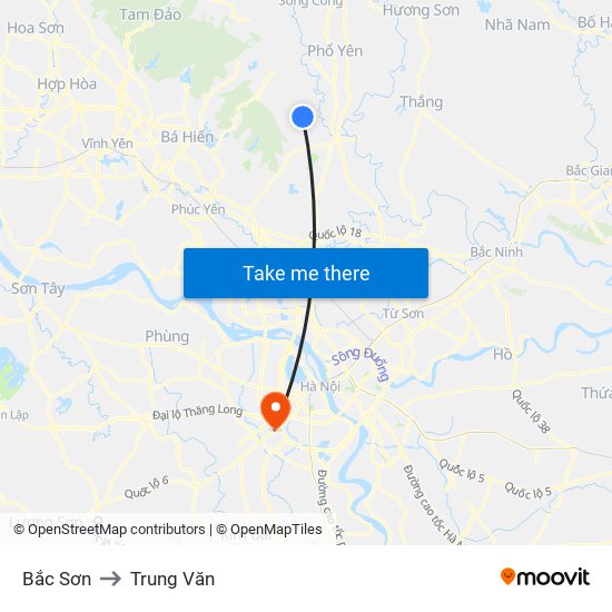 Bắc Sơn to Trung Văn map