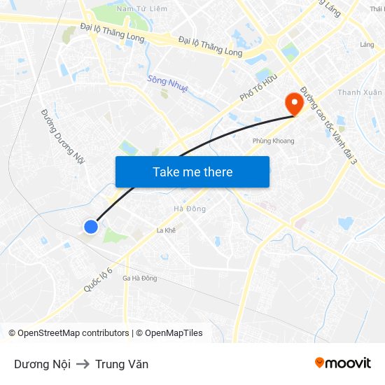 Dương Nội to Trung Văn map