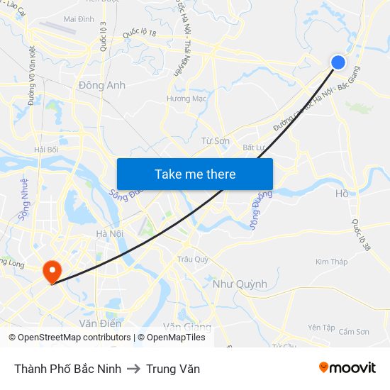 Thành Phố Bắc Ninh to Trung Văn map