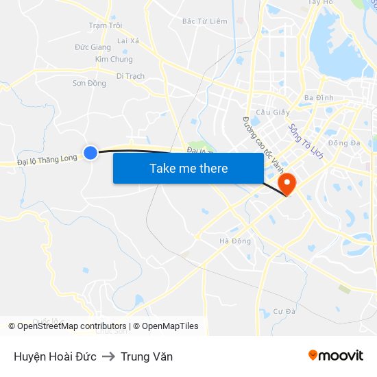 Huyện Hoài Đức to Trung Văn map