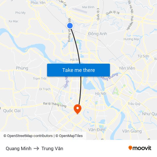 Quang Minh to Trung Văn map