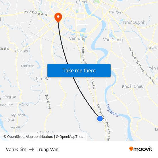 Vạn Điểm to Trung Văn map